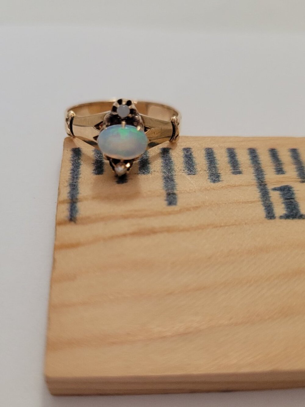 Opal Gold Antique Ring Seed Pearls Victorian October Birthstone 10k - Picture 13 of 16